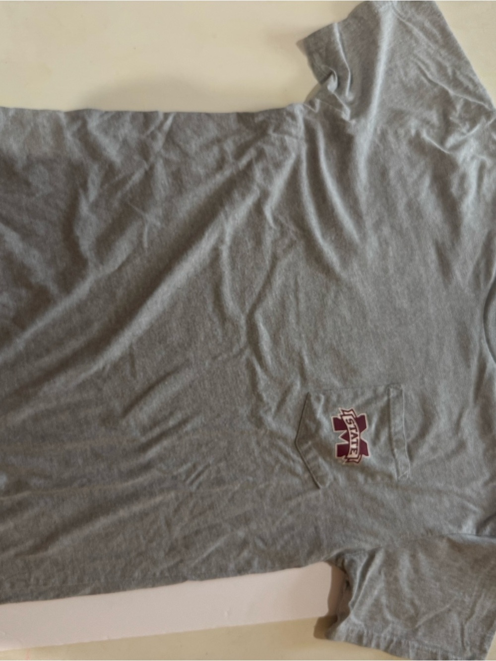 Drake Gray Short-Sleeve Pocket Tee with Maroon Crest